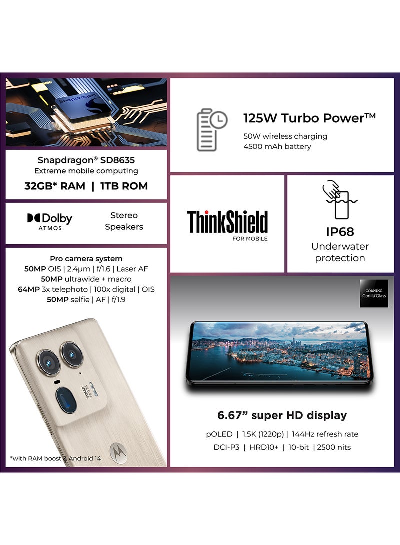 Motorola - Edge 50 Ultra Dual SIM Nordic Wood 16GB RAM 1TB 5G - Middle East Version - Image 1