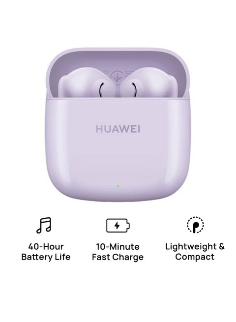 FreeBuds SE 2 In-ear Earphones, Wireless Bluetooth 5.3, 40-Hour Battery Life, 3 Hours of Music Playback on a 10-Minute Charge, Compact and Comfortable, IP54 Dust and Splash-Resistance Ceramic - Taro Purple