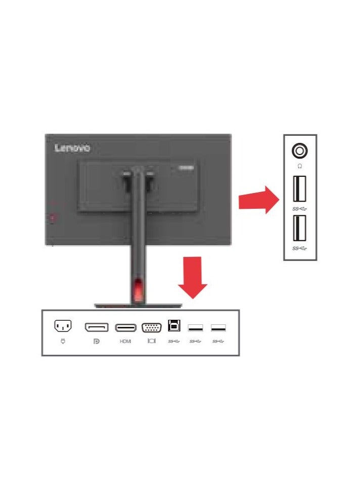 23.8" LED Monitor ThinkVision T24i-30 - FHD (1920 x 1080) IPS, 16:9, WLED, VGA + HDMI 1.4 + DP 1.2, USB Hub Black - pnsku/N70083096V/45/_/1717497102/583889c4-6be3-47b3-90e9-5c02a89c4257