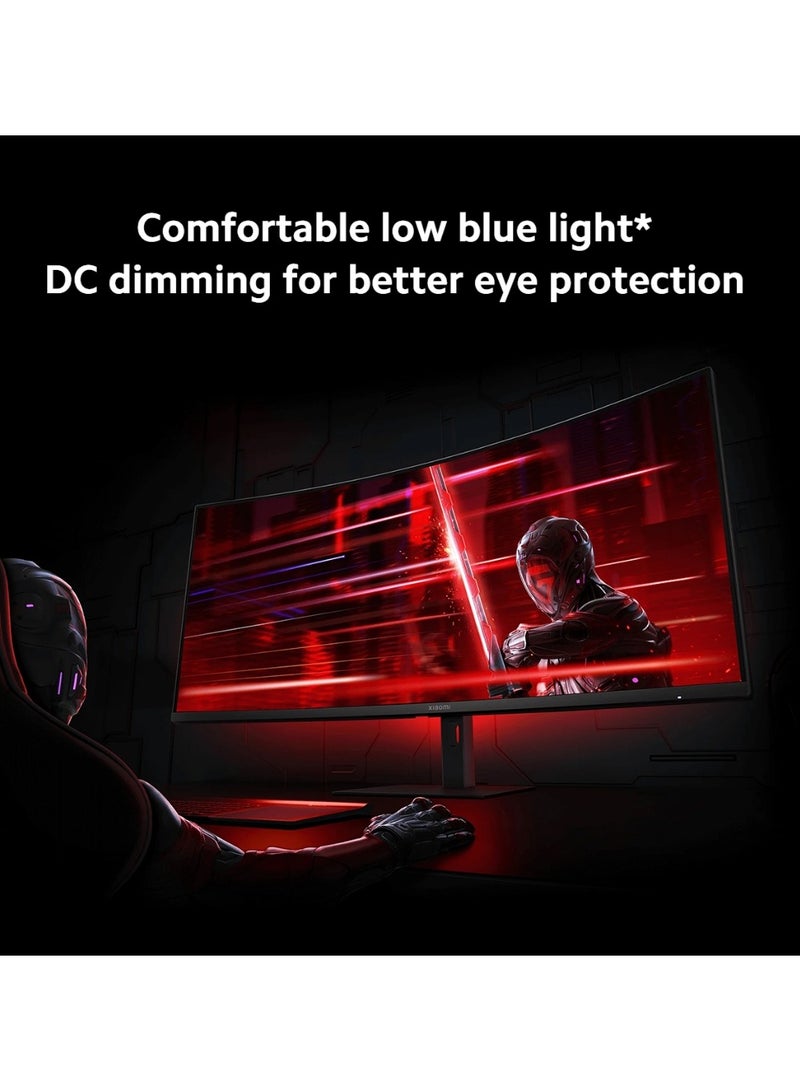 Xiaomi - 34 inch MI Curved Gaming Monitor G34WQi  1ms Fast Response 21:9 180Hz High Refresh Rate 1500R Curvature WQHD 3440x1440 Resolution sRGB Wide Colour Gamut Free-Sync C34WQBA-RGGL Global Version Black - Image 1