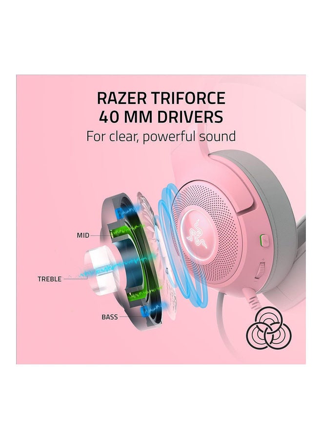 RAZER - Razer Kraken Kitty V2 Pro - Wired RGB Headset with Kitty Ears - Pink - Image 1