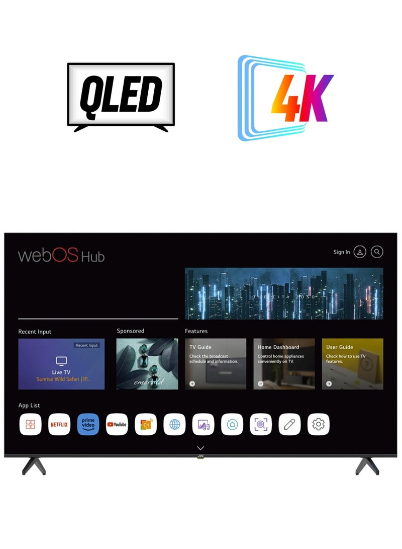 JVC - 85 Inch Edgeless QLED 4K UHD WebOs Smart TV With Magic Remote, Bluetooth And Dolby Audio 2024 Model LT-85NQ7155 Black - Image 1