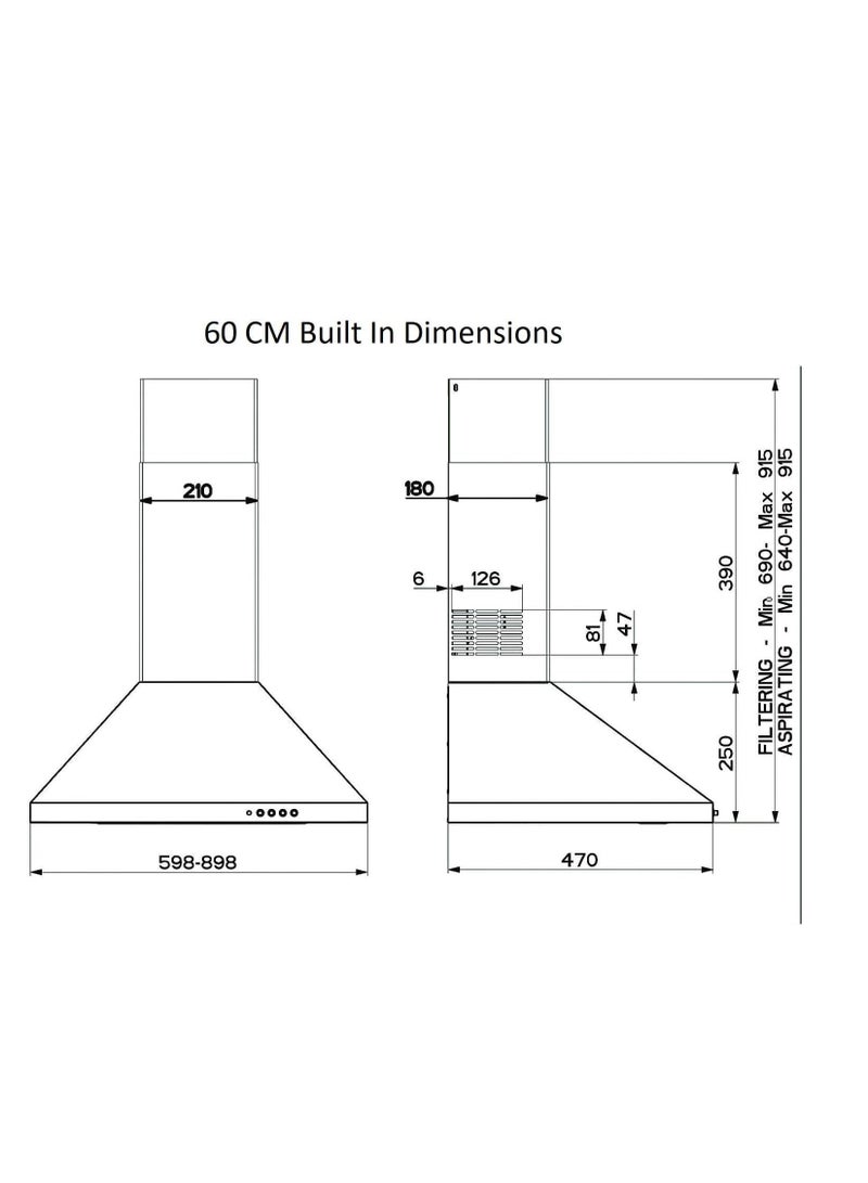 Beko - Chimney Hood 60 cm 3 Speeds max capacity 400 m³/h CWB6441XN CWB6441XN Silver - Image 1