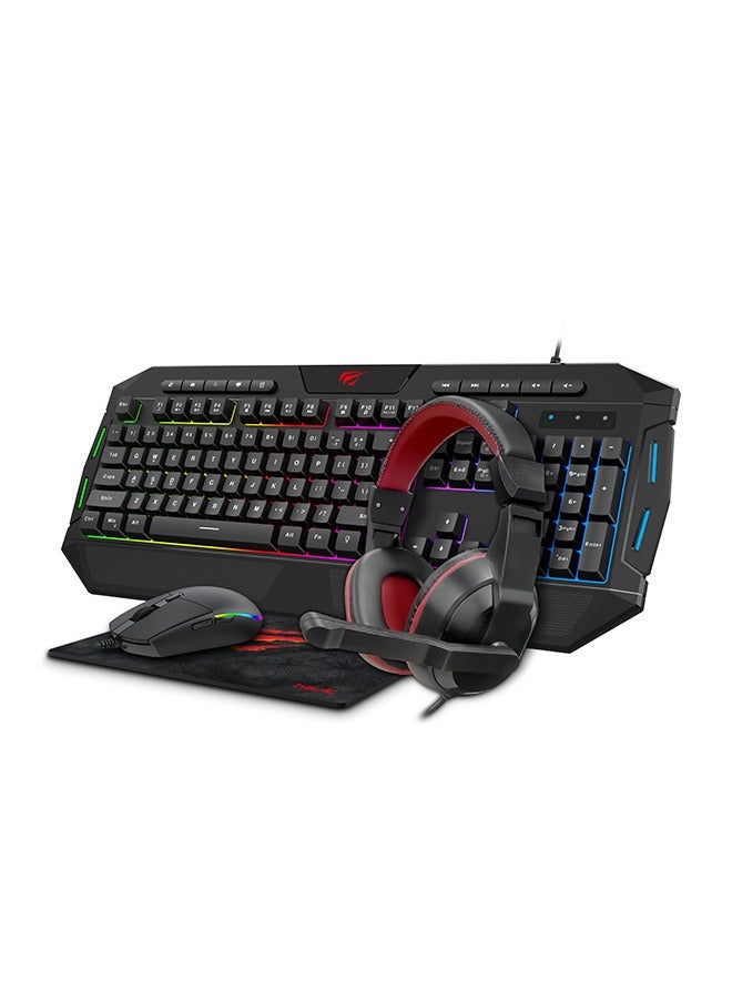 havit - 4-In-1 Gaming Keyboard, Mouse, Mouse Pad, Gaming Headset, LED Backlight Wired, Suitable For PC Gamers And Xbox And PS4 Users - Image 1