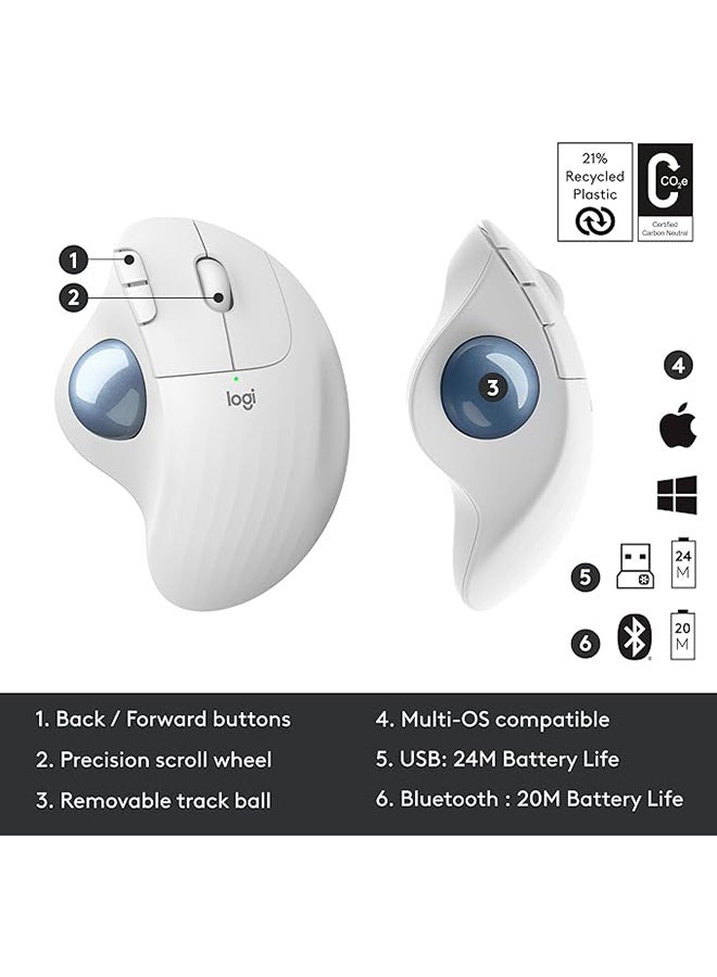 Logitech - ERGO M575 Wireless Trackball Mouse Easy thumb control, precision and smooth tracking, ergonomic comfort design, for Windows, PC and Mac with Bluetooth and USB capabilities - Image 1