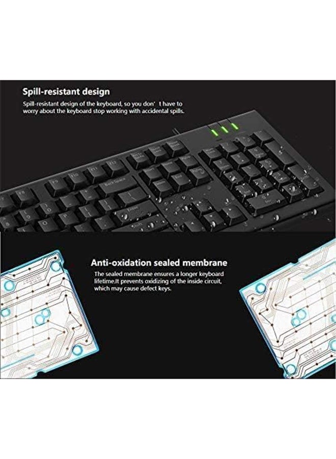 رابو لوحة مفاتيح سلكية NK1900 مع اتصال USB، طول كابل 1.5 متر، مقاومة للانسكاب، غطاء مفاتيح منحوت بالليزر، تخطيط إنجليزي-عربي، AR_12387  - Image 3
