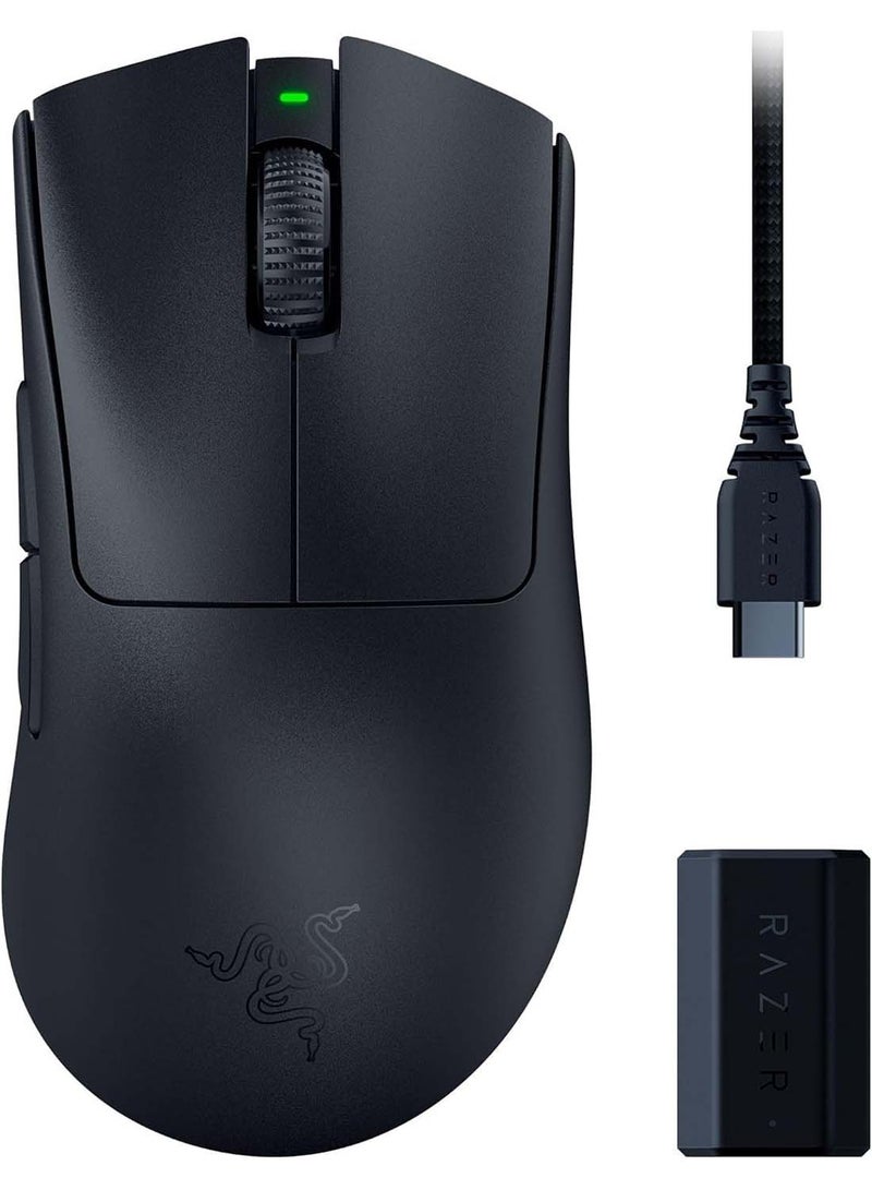 RAZER - DeathAdder V3 Pro Wireless Gaming Mouse + Hyperpolling Wireless Dongle: 63g Ultra Lightweight - Focus Pro 30K Optical Sensor - Optical Switches Gen-3-5 Programmable Buttons - Black - Image 1