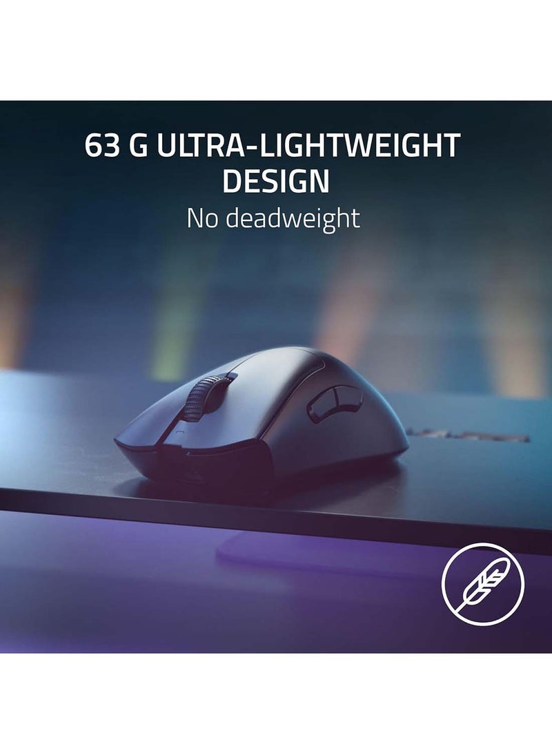 RAZER - DeathAdder V3 Pro Wireless Gaming Mouse + Hyperpolling Wireless Dongle: 63g Ultra Lightweight - Focus Pro 30K Optical Sensor - Optical Switches Gen-3-5 Programmable Buttons - Black - Image 1