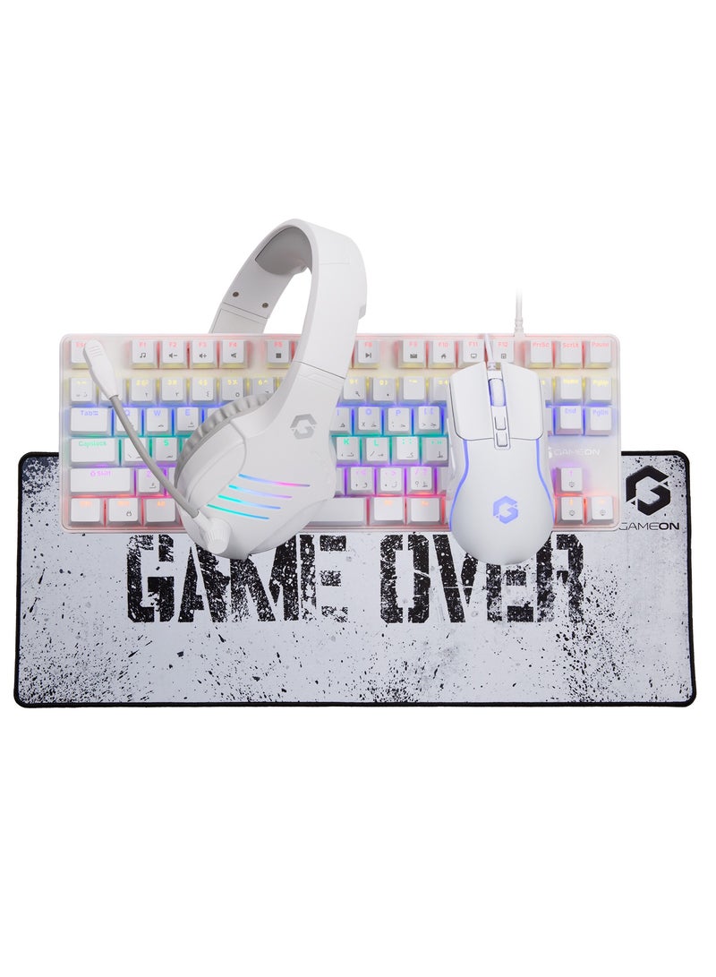 GameOn - VIPER XA All In One Artic Series Gaming Bundle Mechanical Keyboard Headset Mouse And Mousepad White - Image 1