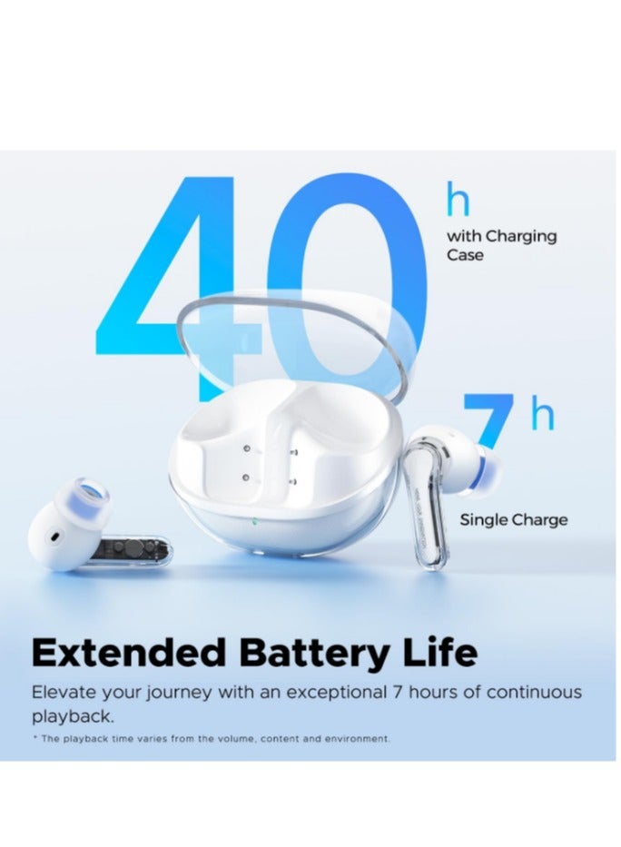 SoundPEATS - Clear Wireless Earbuds, In-ear Earphones Bluetooth 5.3, 40 Hours Playback Time, 12mm Driver And Dual Microphone With ENC For Clear Calls, Game Mode, App Control White - Image 1