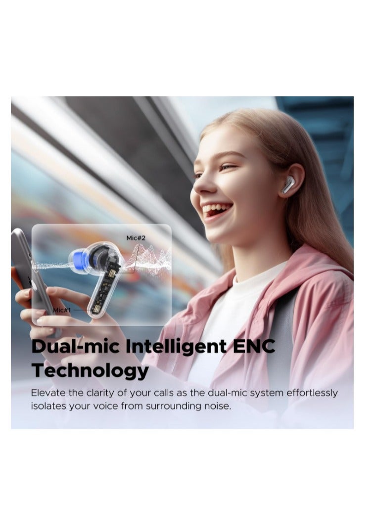 SoundPEATS - Clear Wireless Earbuds, In-ear Earphones Bluetooth 5.3, 40 Hours Playback Time, 12mm Driver And Dual Microphone With ENC For Clear Calls, Game Mode, App Control White - Image 1