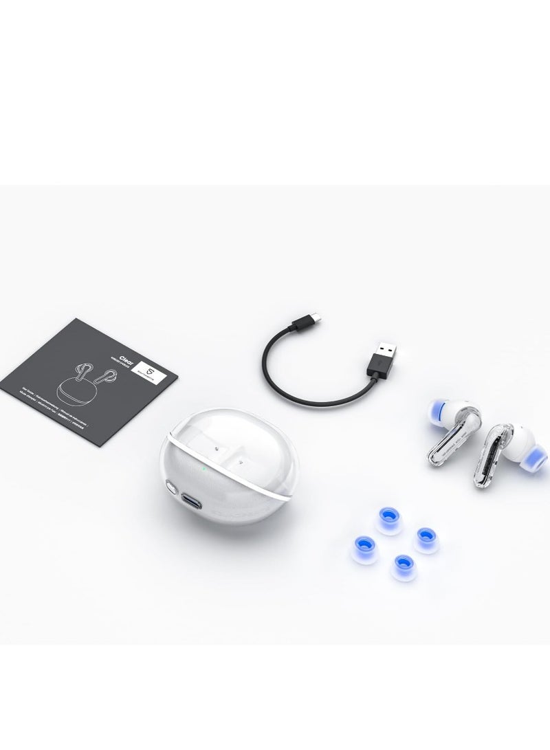 SoundPEATS - Clear Wireless Earbuds, In-ear Earphones Bluetooth 5.3, 40 Hours Playback Time, 12mm Driver And Dual Microphone With ENC For Clear Calls, Game Mode, App Control White - Image 1