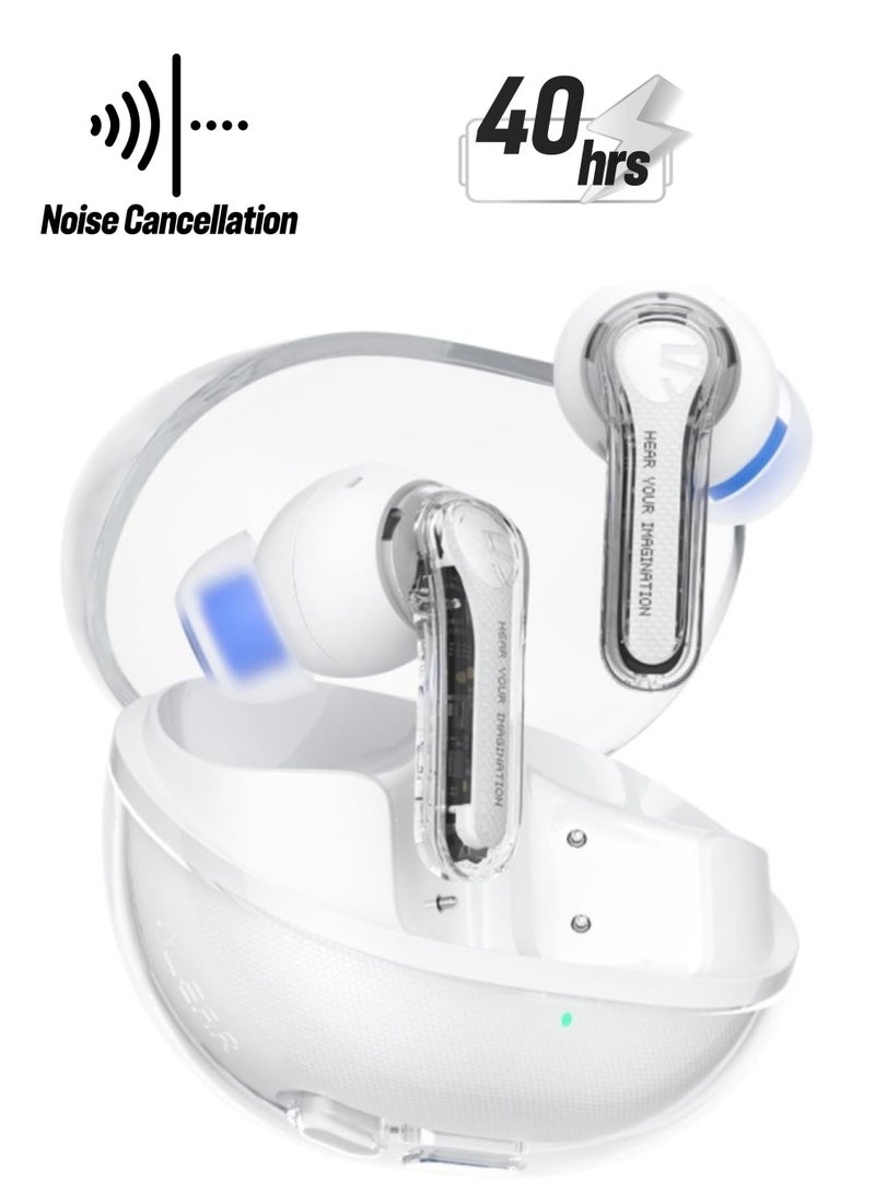 SoundPEATS - Clear Wireless Earbuds, In-ear Earphones Bluetooth 5.3, 40 Hours Playback Time, 12mm Driver And Dual Microphone With ENC For Clear Calls, Game Mode, App Control White - Image 1