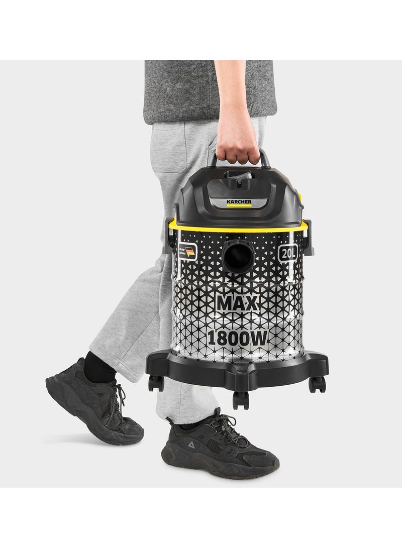 KARCHER DVAC 1800 Bagless Canister Vacuum Cleaner, 1800W, 20L, Blower Function, Adjustable Suction 20 L 1800 W DVAC 1800 *AE Black  - Image 3