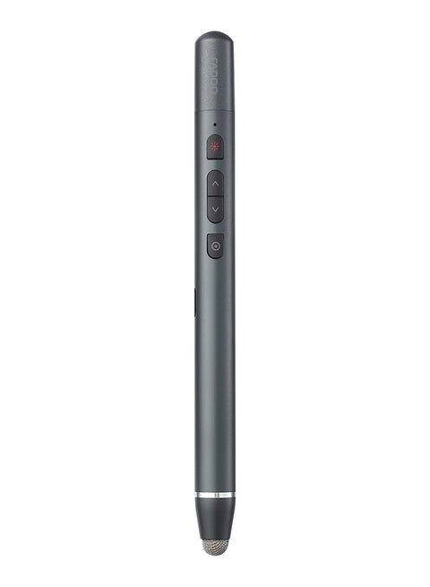 XR200 Wireless Presenter with Touchable head for Capacitive Screens, 2.4 GHz, 3R Red Laser, 30-Meter Range, 4 Buttons- Laser, Page-Up/Down, & Hyperlink | Rechargeable Black