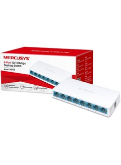 MERCUSYS 8-Port 10/100Mbps Desktop Ethernet Switch/Hub, Ultra-Compact Design, Plug & Play, No cConfiguration Required (MS108) White  - Image 1