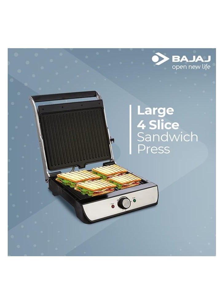 بجاج Majesty Grill Ultra 4-Slice Sandwich Maker, 180° Open Grill, Adjustable Temperature, Floating Hinge for Paninis & Toasts, Drip Oil Collector, Non-Stick Plates | Efficient Design 2000 W Majesty Black - Image 3