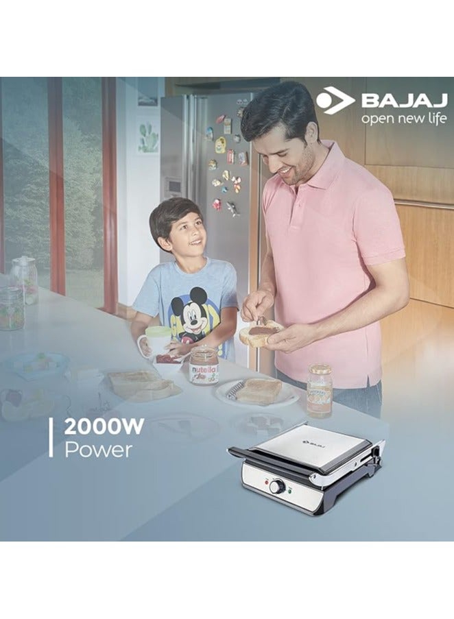 بجاج Majesty Grill Ultra 4-Slice Sandwich Maker, 180° Open Grill, Adjustable Temperature, Floating Hinge for Paninis & Toasts, Drip Oil Collector, Non-Stick Plates | Efficient Design 2000 W Majesty Black - Image 5