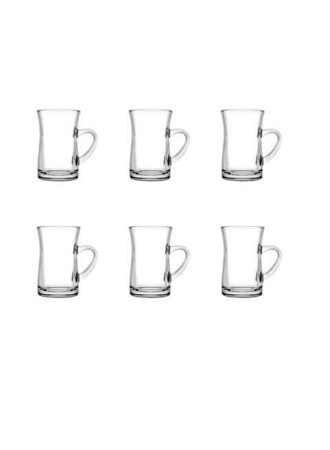 Pasabahce Mila Tea Mug Set of 6 Cups-Clear, (150ml) clear