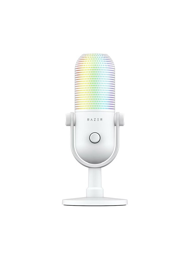 RAZER Razer Seiren V3 Chroma RGB USB Microphone: Stream & Game Reactive Lighting - Tap-to-Mute Sensor - Condenser Mic - Digital Gain Limiter & Shock Absorber - PC, Discord, OBS Studio, XSplit - White  - Image 1