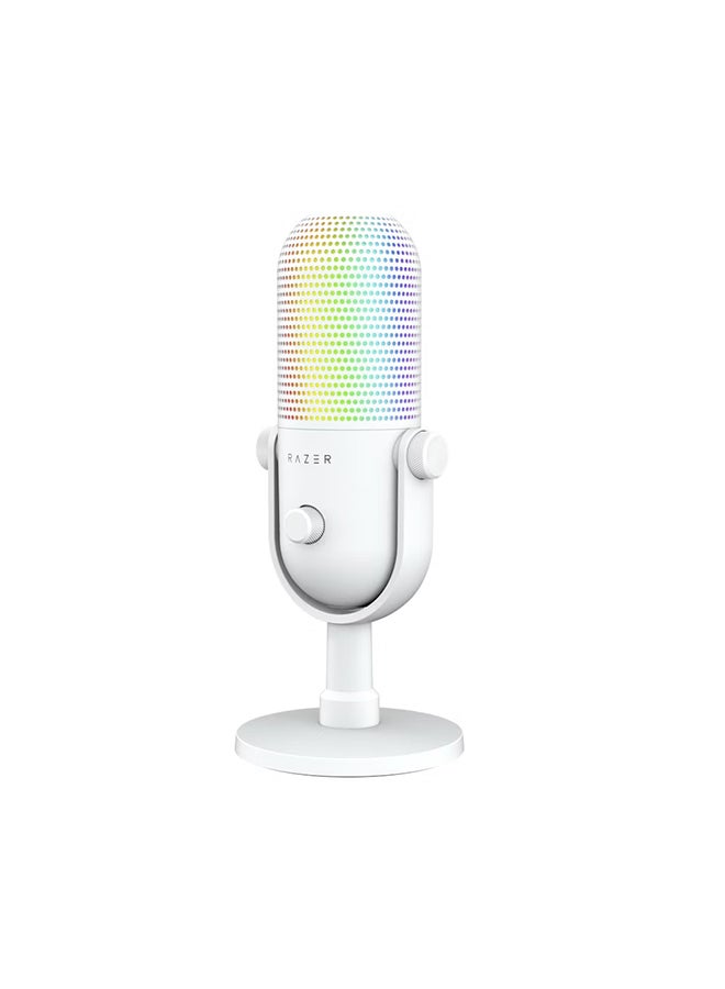 RAZER Razer Seiren V3 Chroma RGB USB Microphone: Stream & Game Reactive Lighting - Tap-to-Mute Sensor - Condenser Mic - Digital Gain Limiter & Shock Absorber - PC, Discord, OBS Studio, XSplit - White  - Image 4