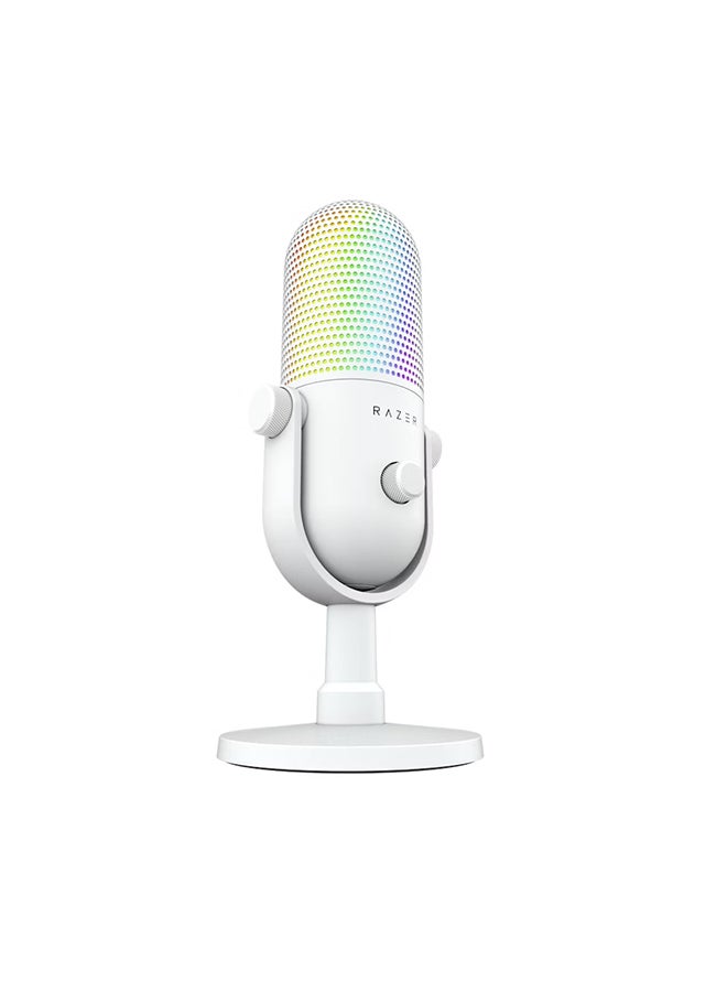 RAZER Razer Seiren V3 Chroma RGB USB Microphone: Stream & Game Reactive Lighting - Tap-to-Mute Sensor - Condenser Mic - Digital Gain Limiter & Shock Absorber - PC, Discord, OBS Studio, XSplit - White  - Image 5