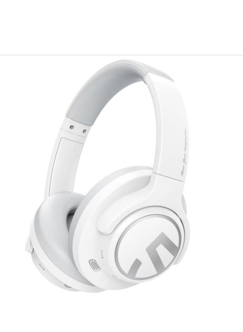 Space Wireless Bluetooth Headphones, Over Ear Headphones with 123H Playtime, Active Noise Cancellation Headphones with Deep Bass, Multipoint Connection & App Customize EQ, Foldable Headset white