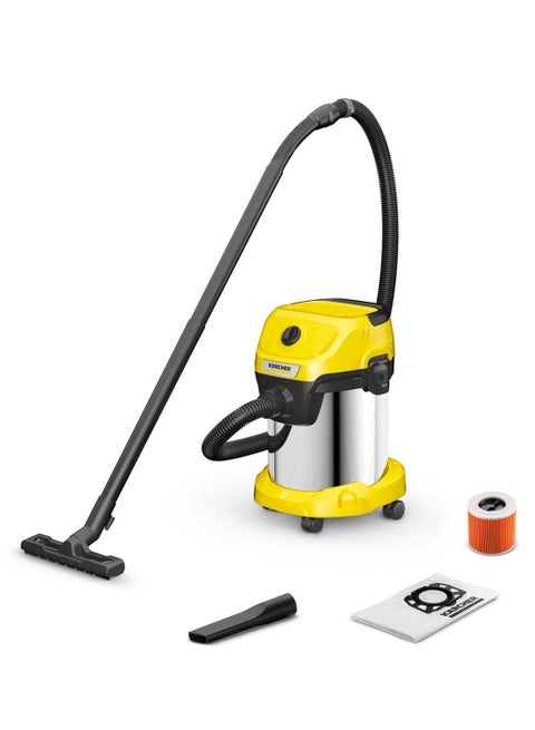 WD 3 S V-17/4/20 Wet & Dry Vacuum Cleaner, 17L Stainless Steel Container, 1000W, Blower Function 17 L 1000 W WD 3 S V-17/4/20 (YSY) *GB Yellow