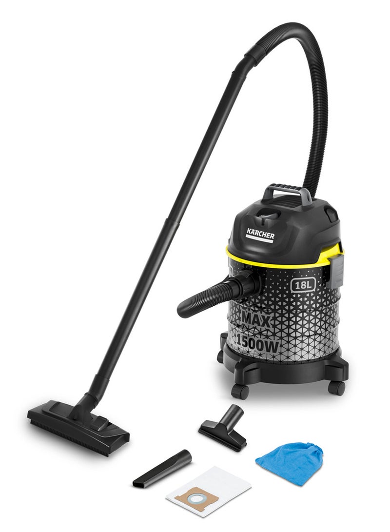 KARCHER - Drum Vacuum Cleaner Dvac 1500W, Convienient, Dyanmic Design, 7 Accessories Included 18 L 1500 W DVAC AE Black - Image 1