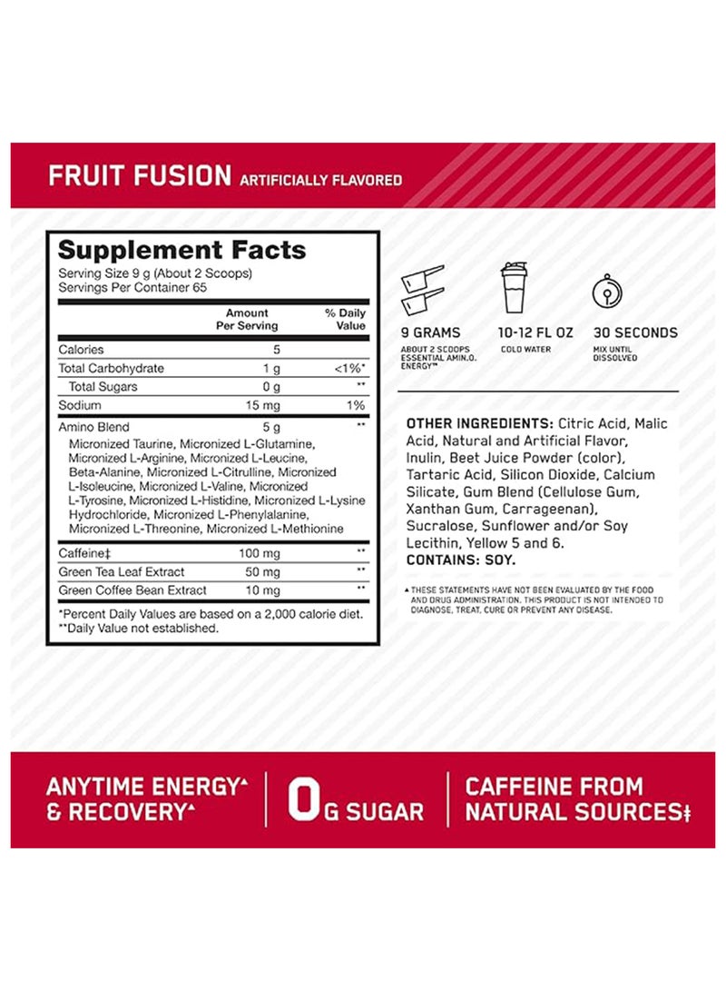 Amino Energy - Pre Workout With Green Tea, Bcaa, Amino Acids, Keto Friendly, Green Coffee Extract Fruit Fusion - 585 gm , 65 Servings - pnsku/N70083438V/45/_/1717576583/42ded093-d39f-46ea-872a-6d7b1f7e6622