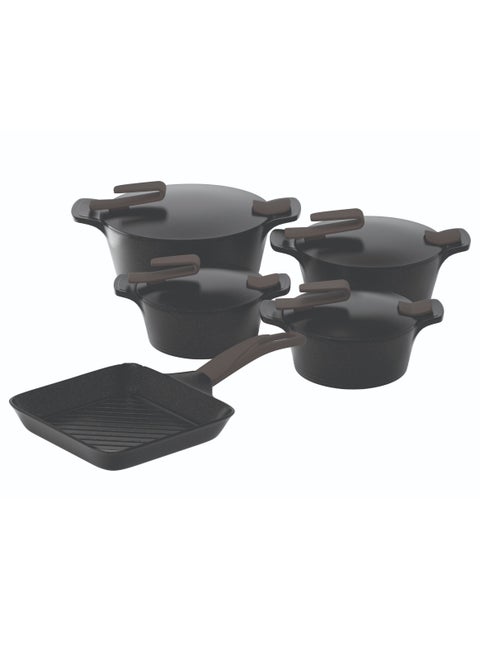 9 Piece Artisan Granite  (18-22-26-30)+ Fry Pan 26 Black Black
