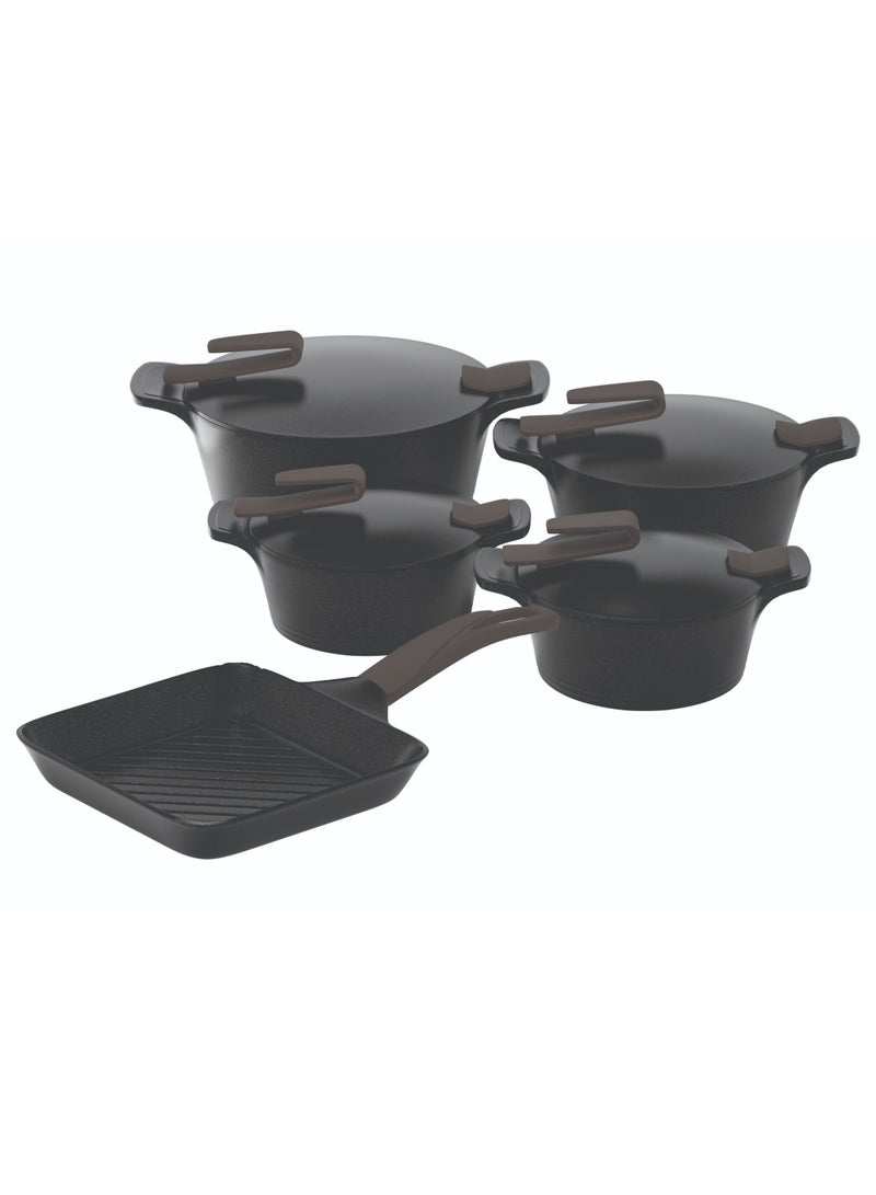 PYREX 9 Piece Artisan Granite  (18-22-26-30)+ Fry Pan 26 Black Black  - Image 1