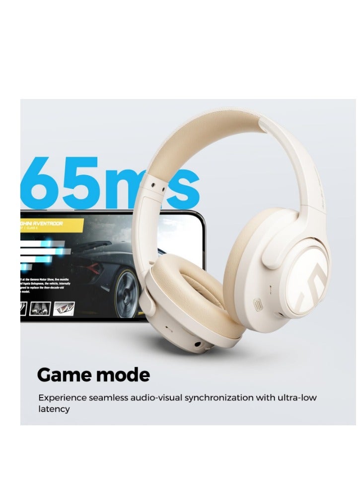 SoundPEATS - Space Wireless Bluetooth Headphones, Over Ear Headphones with 123H Playtime, Active Noise Cancellation Headphones with Deep Bass, Multipoint Connection & App Customize EQ beige - Image 1