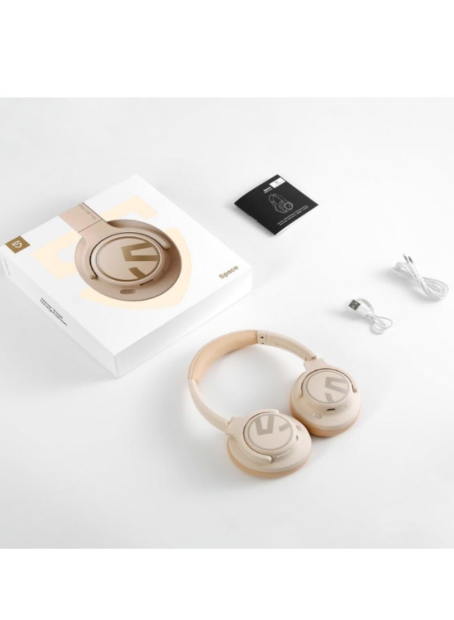 SoundPEATS - Space Wireless Bluetooth Headphones, Over Ear Headphones with 123H Playtime, Active Noise Cancellation Headphones with Deep Bass, Multipoint Connection & App Customize EQ beige - Image 1