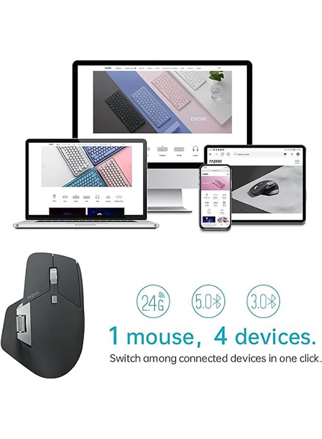 Rapoo - MT760L Wireless Bluetooth Mouse, Ergonomic Design, 4 Adjustable 3200 DPI, Programmable Buttons, 90 Days Battery Life Black - Image 1