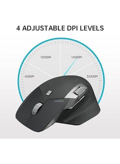 Rapoo MT760L Wireless Bluetooth Mouse, Ergonomic Design, 4 Adjustable 3200 DPI, Programmable Buttons, 90 Days Battery Life Black  - Image 3