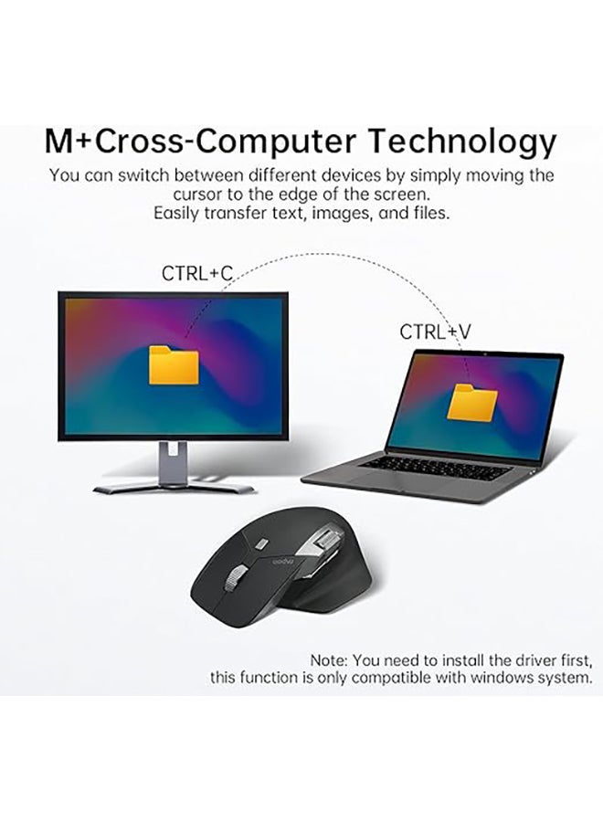 Rapoo - MT760L Wireless Bluetooth Mouse, Ergonomic Design, 4 Adjustable 3200 DPI, Programmable Buttons, 90 Days Battery Life Black - Image 1