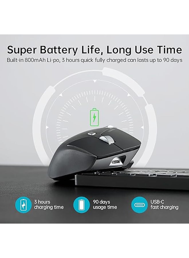 Rapoo - MT760L Wireless Bluetooth Mouse, Ergonomic Design, 4 Adjustable 3200 DPI, Programmable Buttons, 90 Days Battery Life Black - Image 1