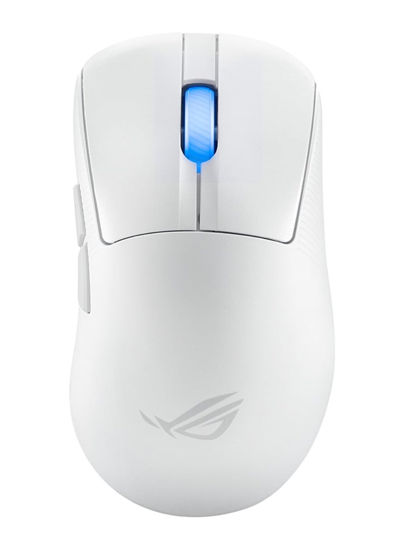أسوس - ماوس الألعاب اللاسلكي ASUS ROG Keris II Ace، خفيف الوزن 54 جرامًا، مستشعر بصري AimPoint Pro 42K، مفاتيح بصرية دقيقة، SpeedNova Wireless، معزز معدل استطلاع ROG، ألعاب الرياضات الإلكترونية وFPS، أبيض - Image 1