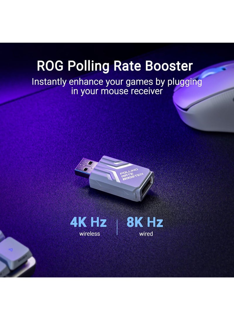 أسوس - ماوس الألعاب اللاسلكي ASUS ROG Keris II Ace، خفيف الوزن 54 جرامًا، مستشعر بصري AimPoint Pro 42K، مفاتيح بصرية دقيقة، SpeedNova Wireless، معزز معدل استطلاع ROG، ألعاب الرياضات الإلكترونية وFPS، أبيض - Image 1