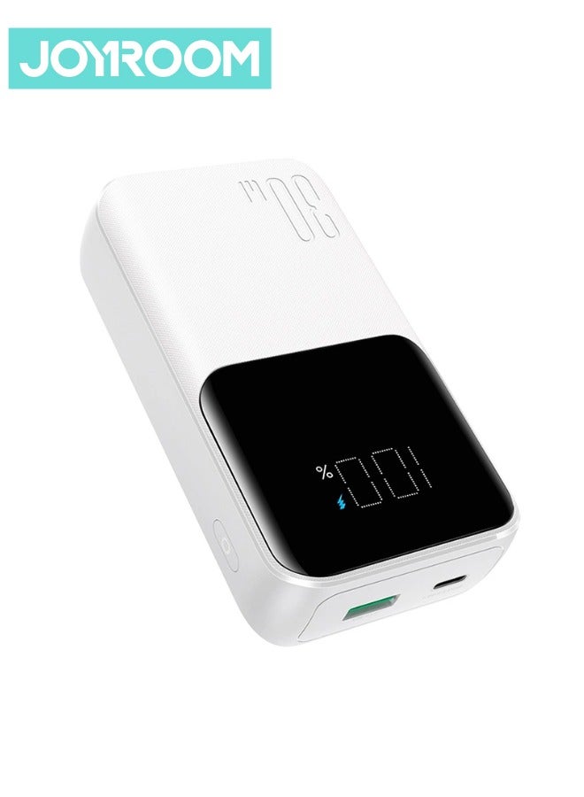 JOYROOM - 10000 mAh JR-PBC06 30W Mini Power Bank With Built-in USB-C / Lightning Cables White - Image 1