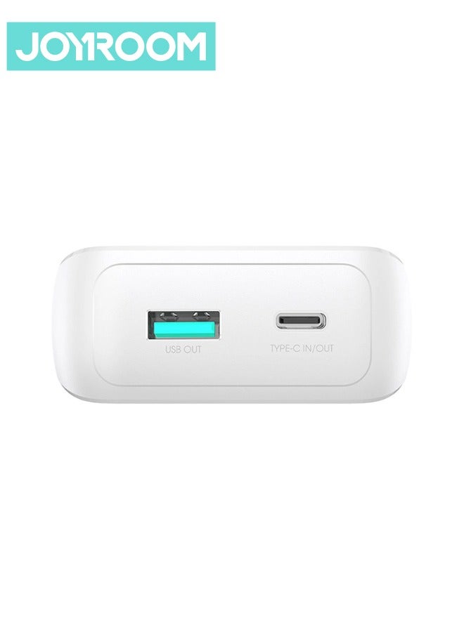 JOYROOM - 10000 mAh JR-PBC06 30W Mini Power Bank With Built-in USB-C / Lightning Cables White - Image 1