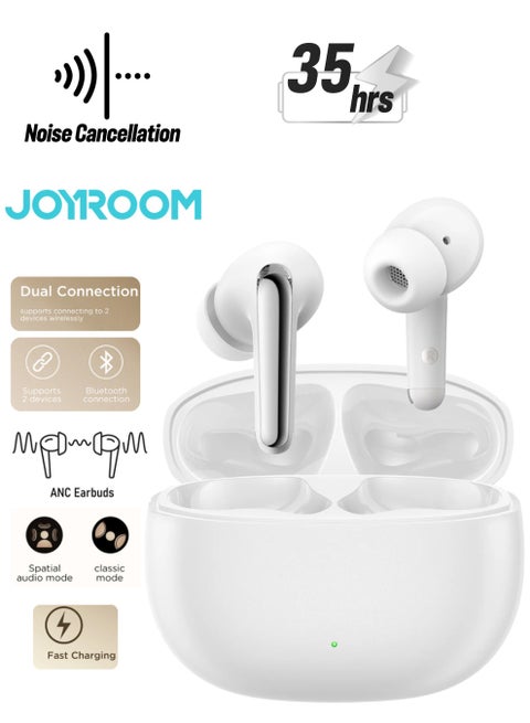 ANC True Wireless Earphones BT 5.4 Supports Connecting To 2 Devices Wirelessly, 4 Mics, AI Calling Noise Reduction Earphone White