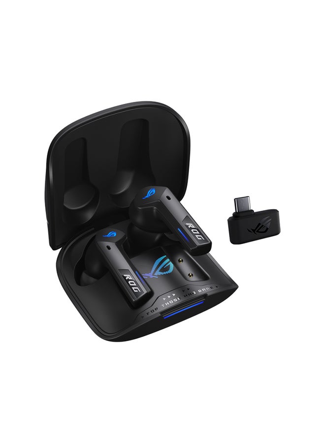 أسوس - سماعات الرأس ASUS ROG Cetra True Wireless SpeedNova للألعاب (2.4 جيجا هرتز وبلوتوث 5.3، ROG SpeedNova، صوت 24 بت 96 كيلو هرتز، Dirac Opteo، ميكروفونات AI ذات التوصيل العظمي، Adaptive ANC، عمر البطارية 46 ساعة) - أسود - Image 1