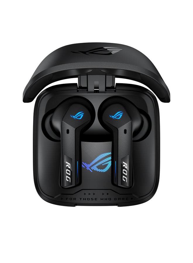 أسوس - سماعات الرأس ASUS ROG Cetra True Wireless SpeedNova للألعاب (2.4 جيجا هرتز وبلوتوث 5.3، ROG SpeedNova، صوت 24 بت 96 كيلو هرتز، Dirac Opteo، ميكروفونات AI ذات التوصيل العظمي، Adaptive ANC، عمر البطارية 46 ساعة) - أسود - Image 1
