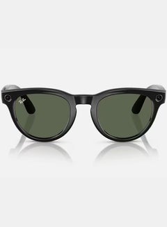 Ray-Ban Headliner Sunglasses RW4009F, Ultra-wide 12 MP Camera & Five-mic System, Open-Ear Speakers, AI Technology, Single Touch & Voice Command Control, Green Lenses Shiny Black