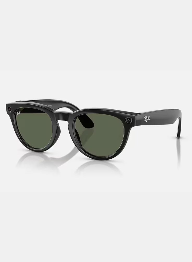 Meta - Ray-Ban Headliner Sunglasses RW4009F, Ultra-wide 12 MP Camera & Five-mic System, Open-Ear Speakers, AI Technology, Single Touch & Voice Command Control, Green Lenses Shiny Black - Image 1