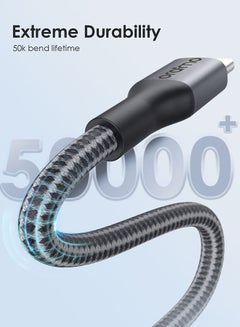 Oraimo USB-C Cable 3M,Braided 100W Power Delivery PD 5A Fast charge Cable USB-C to USB-C for iPhone 15 Pro/15 Pro Max/15/15 Plus,iPad Pro/MacBook Pro/Air,Samsung S24 Ultra,Huawei P60,etc Grey  - Image 2
