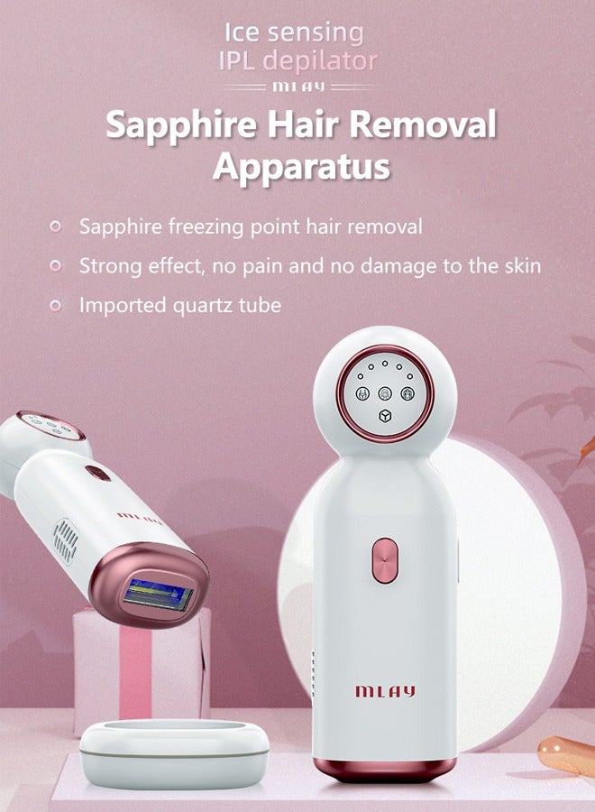 MLAY T10 Ice Cool Laser Hair Removal Machine Sapphire Lens Carrying Self-Cleaning Base White/Pink - Image 2