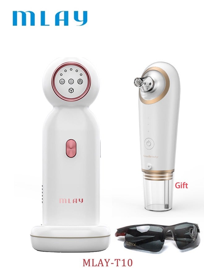MLAY T10 Ice Cool Laser Hair Removal Machine Sapphire Lens Carrying Self-Cleaning Base White/Pink - Image 1